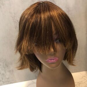 Brand new stylish blonde highlighted wig human hair with hangs